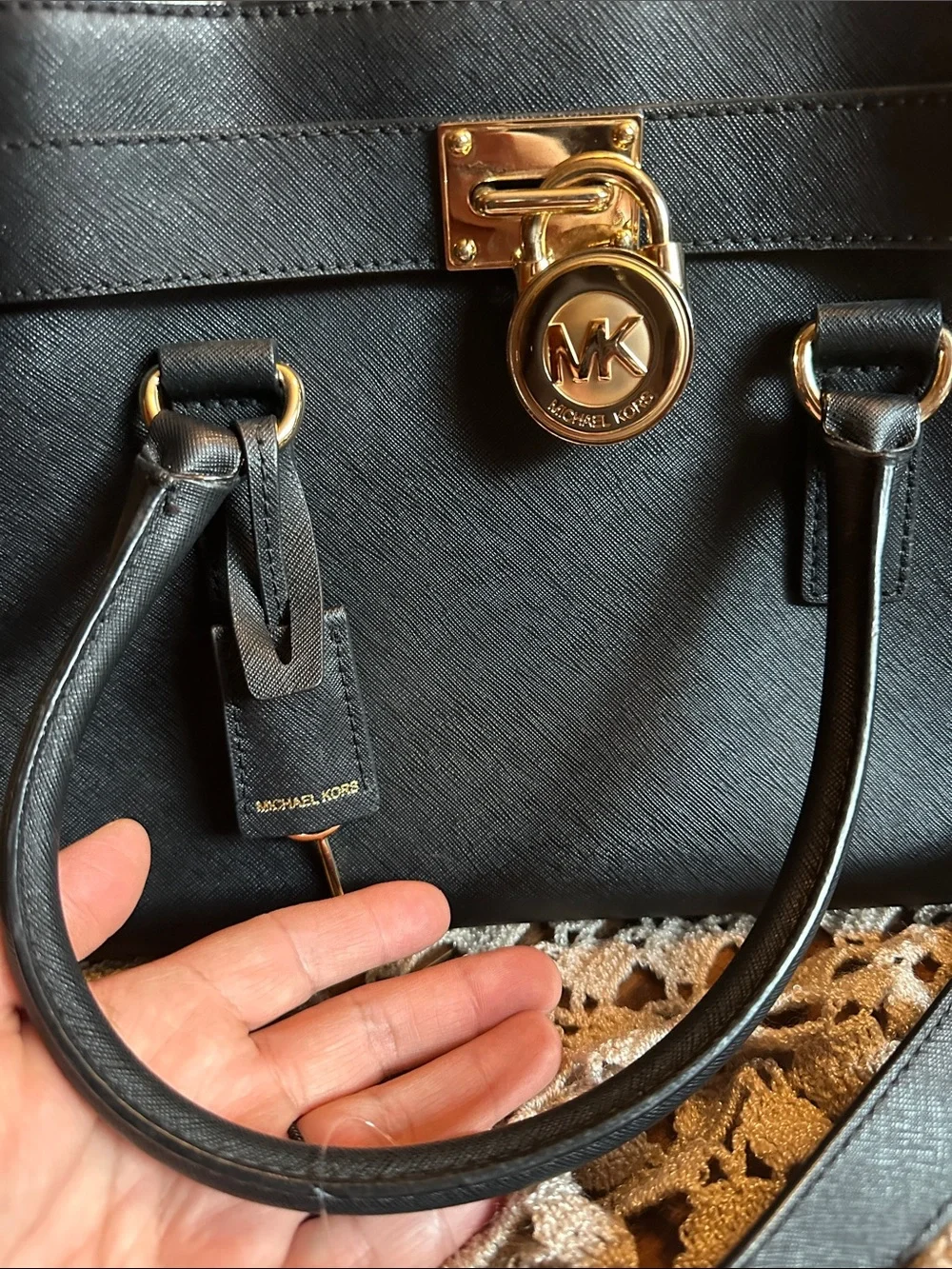 Michael Kors Black Satchel with Gold Hardware